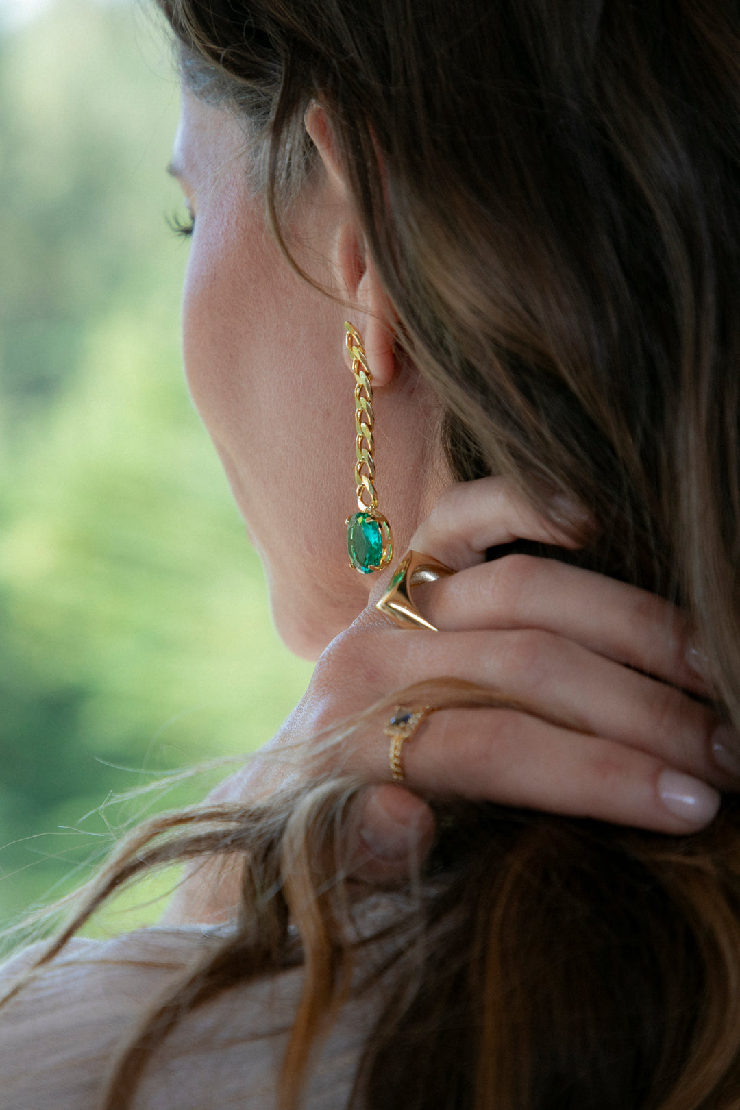 Aros Amalia Esmeralda Oro