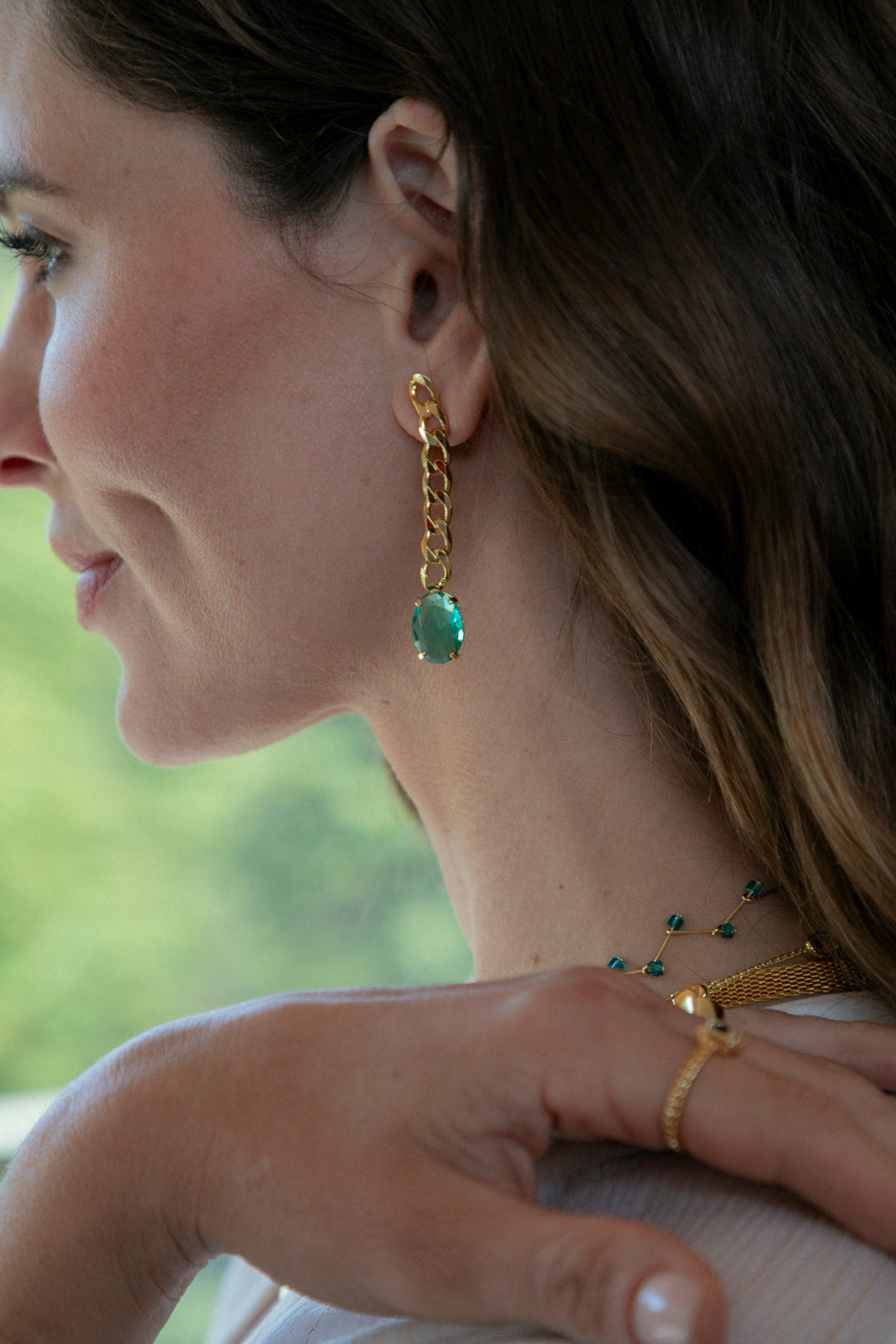 Aros Amalia Esmeralda Oro