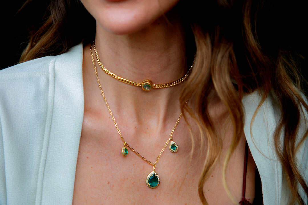 Collar Paulina Aguamarina Oro