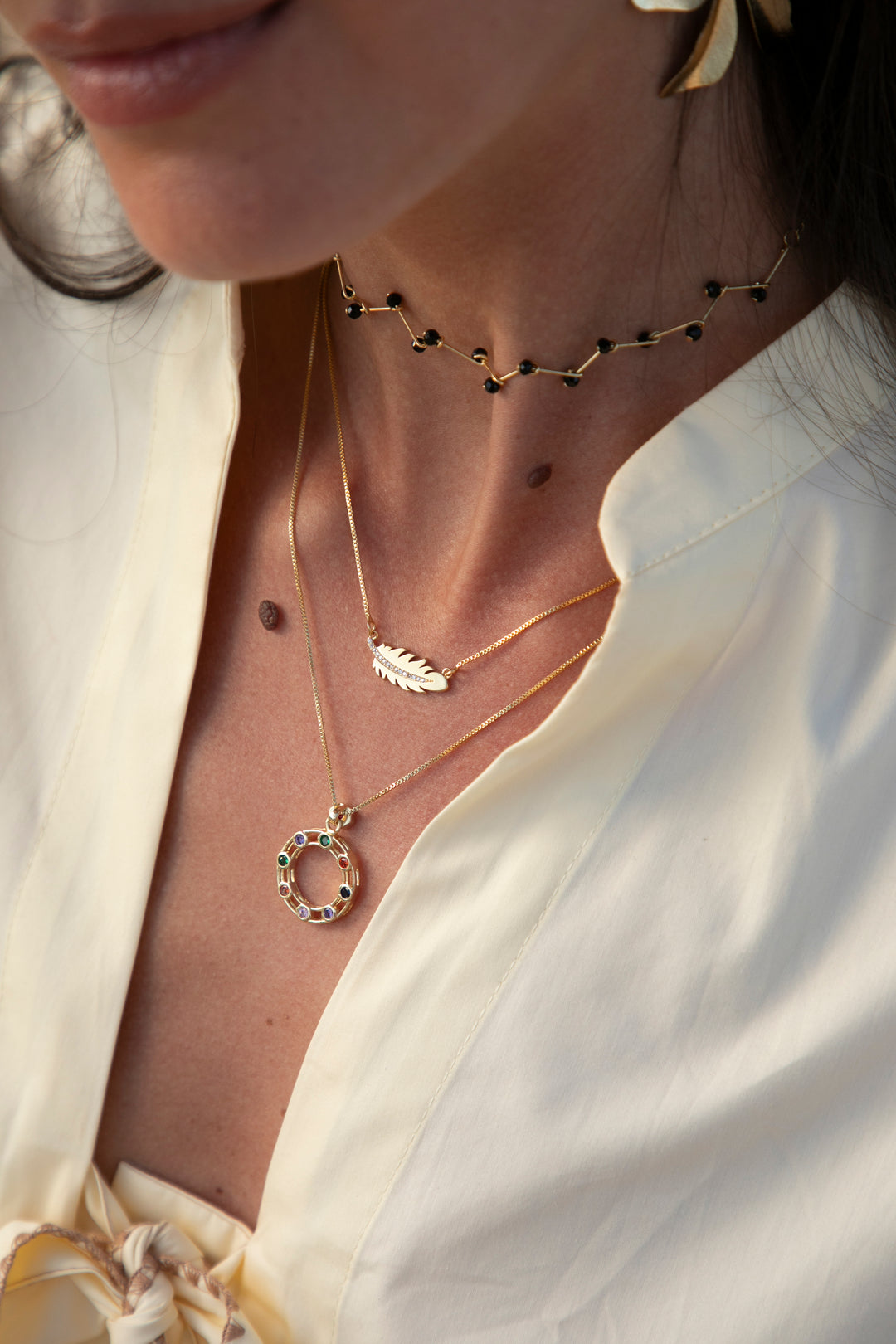 Collar Venecia Choker Negro Oro