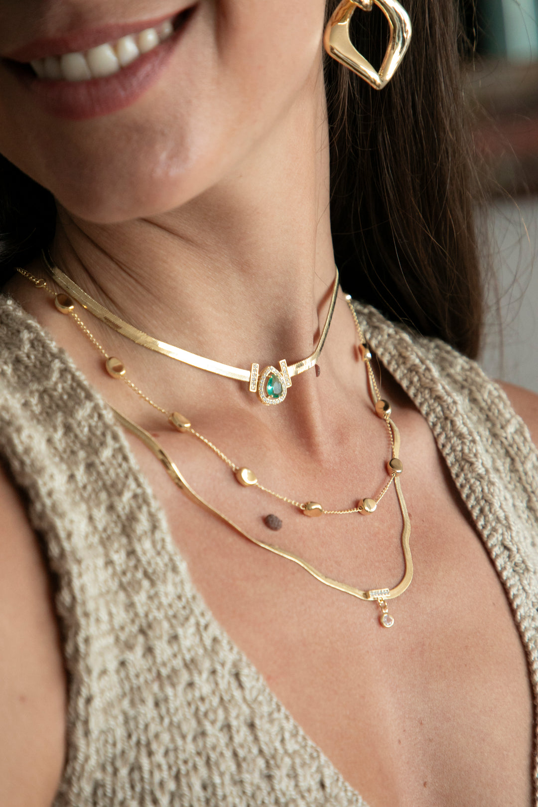 Collar Andrea Esmeralda Circones Oro