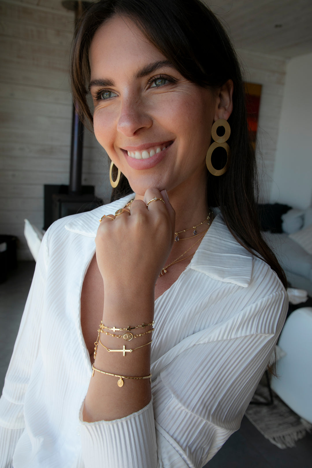 Pulsera Doble Cruz Oro