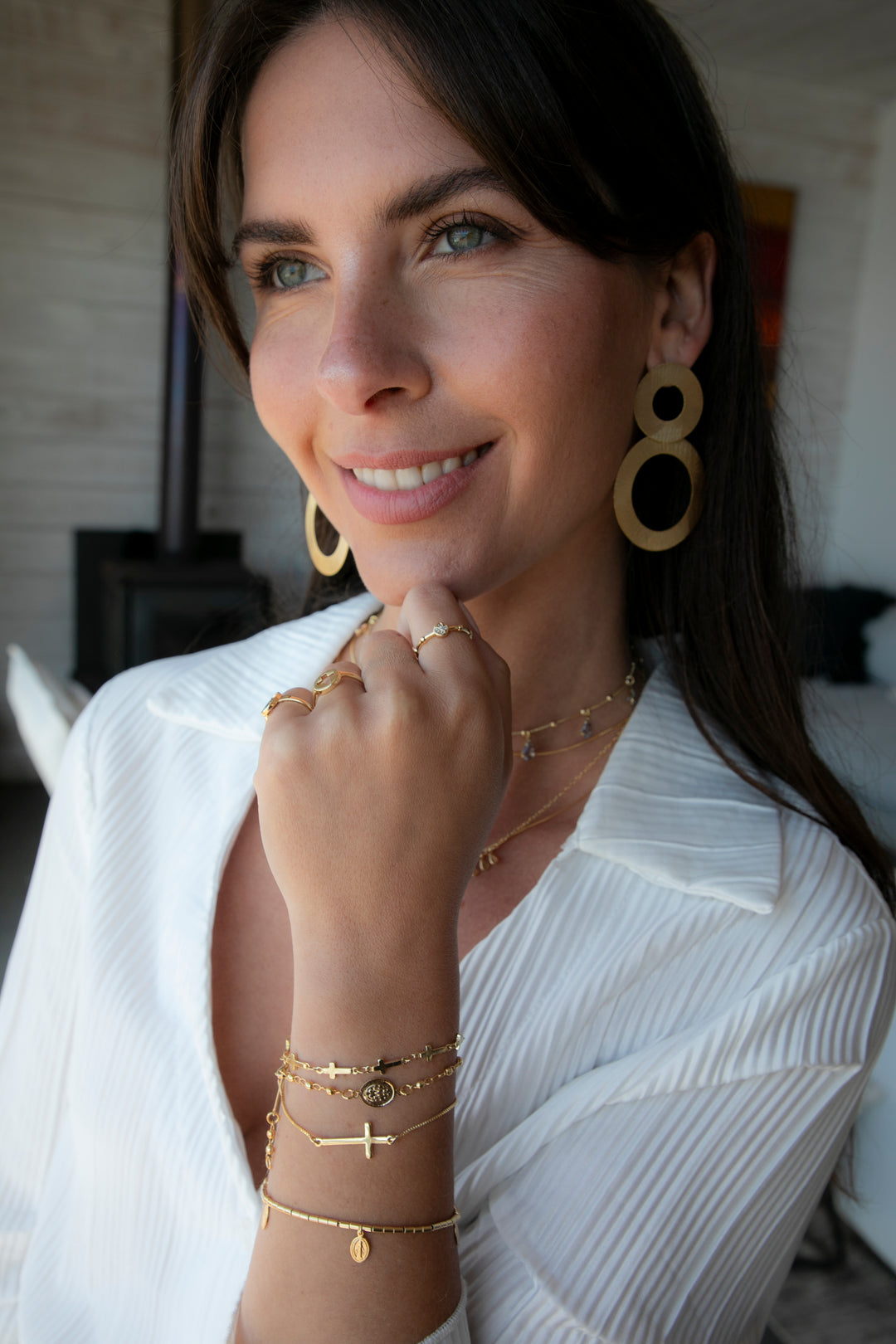 Pulsera Cinco Virgen De Los Rayos Mostacillas Oro