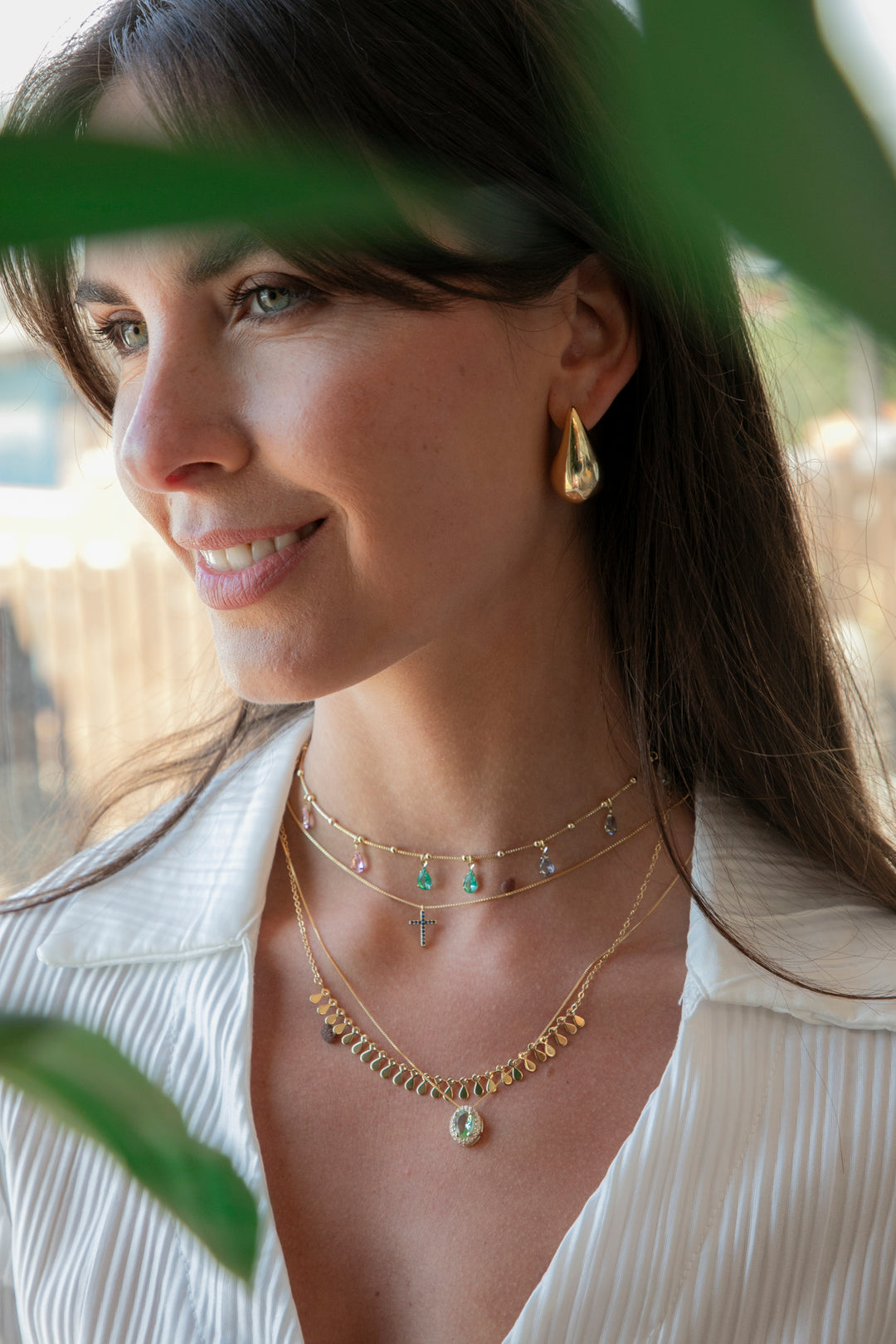 Collar Cruz Záfiro Oro