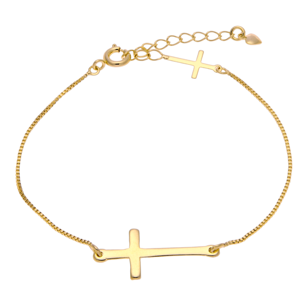 PULSERA DOBLE CRUZ ORO