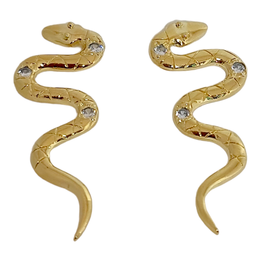 Aros Serpiente Circón Oro