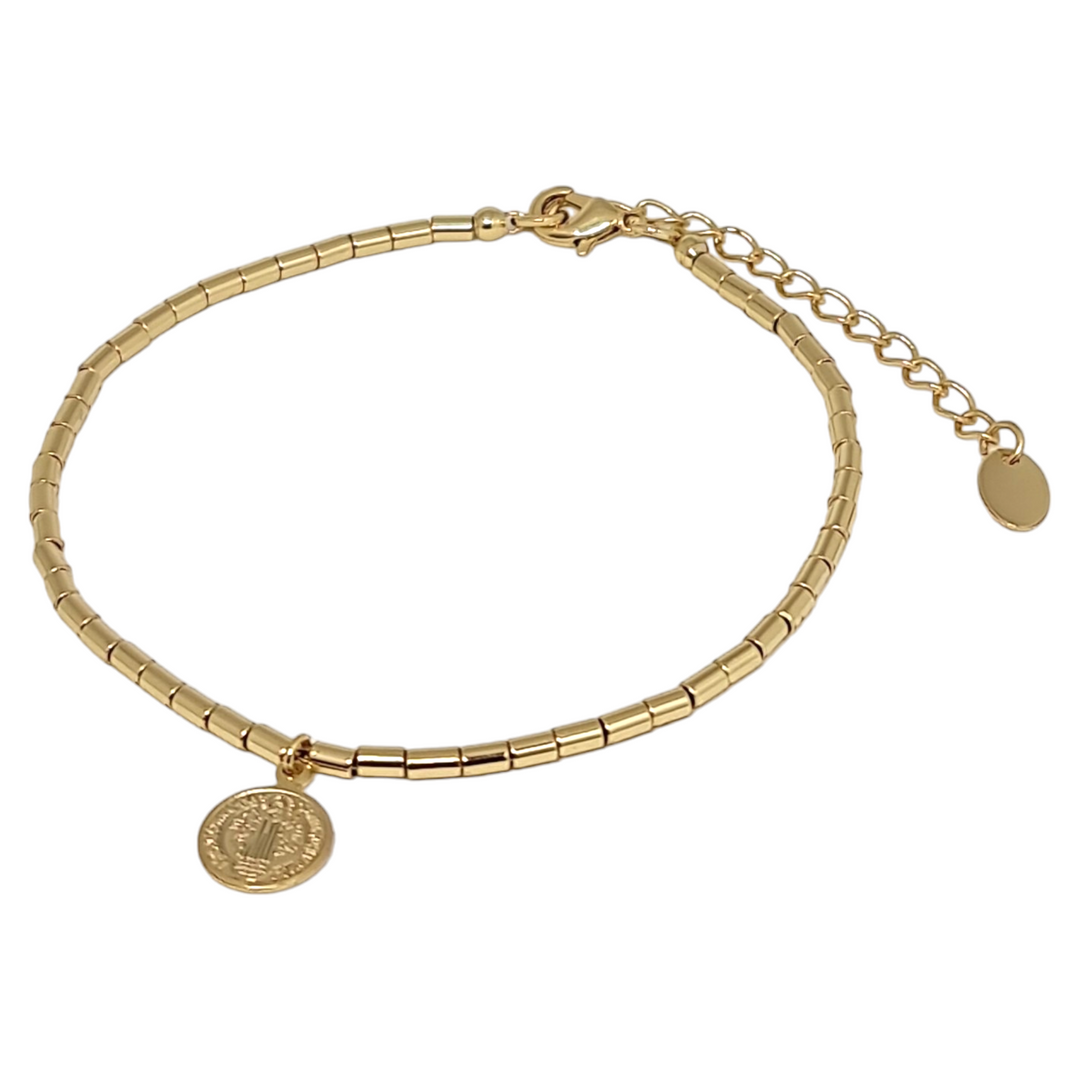 Pulsera Mostacillas San Benito Oro