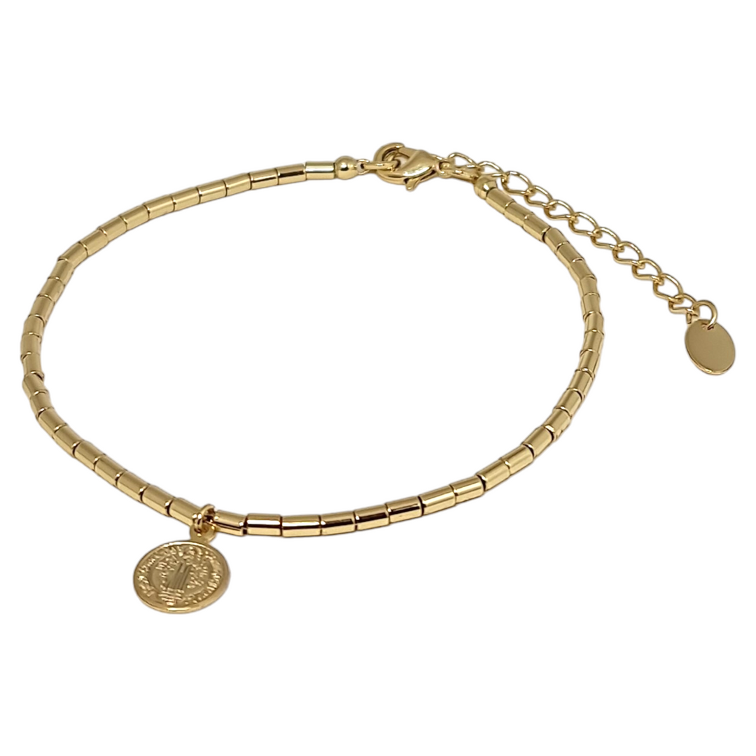 Pulsera Mostacillas San Benito Oro