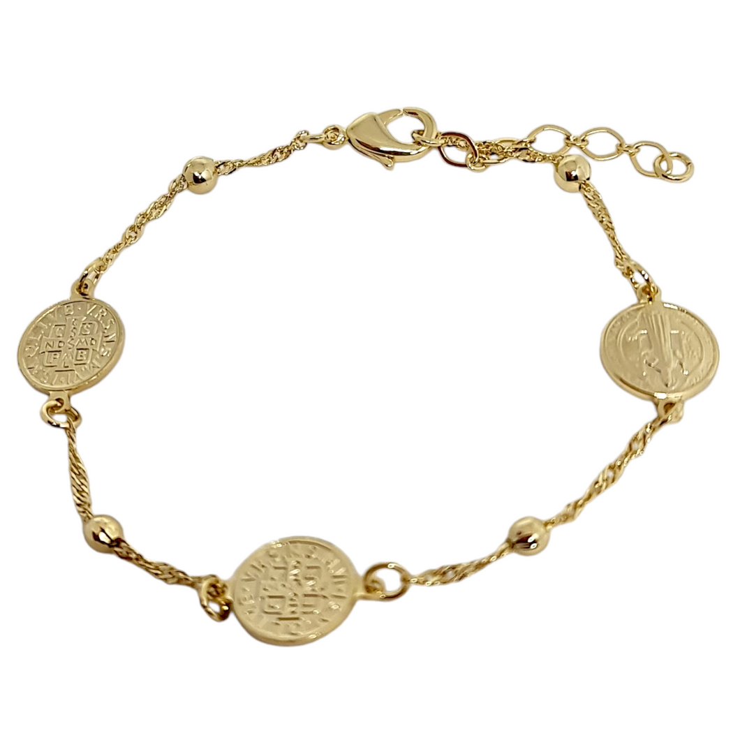 PULSERA SAN BENITO PELOTITAS ORO