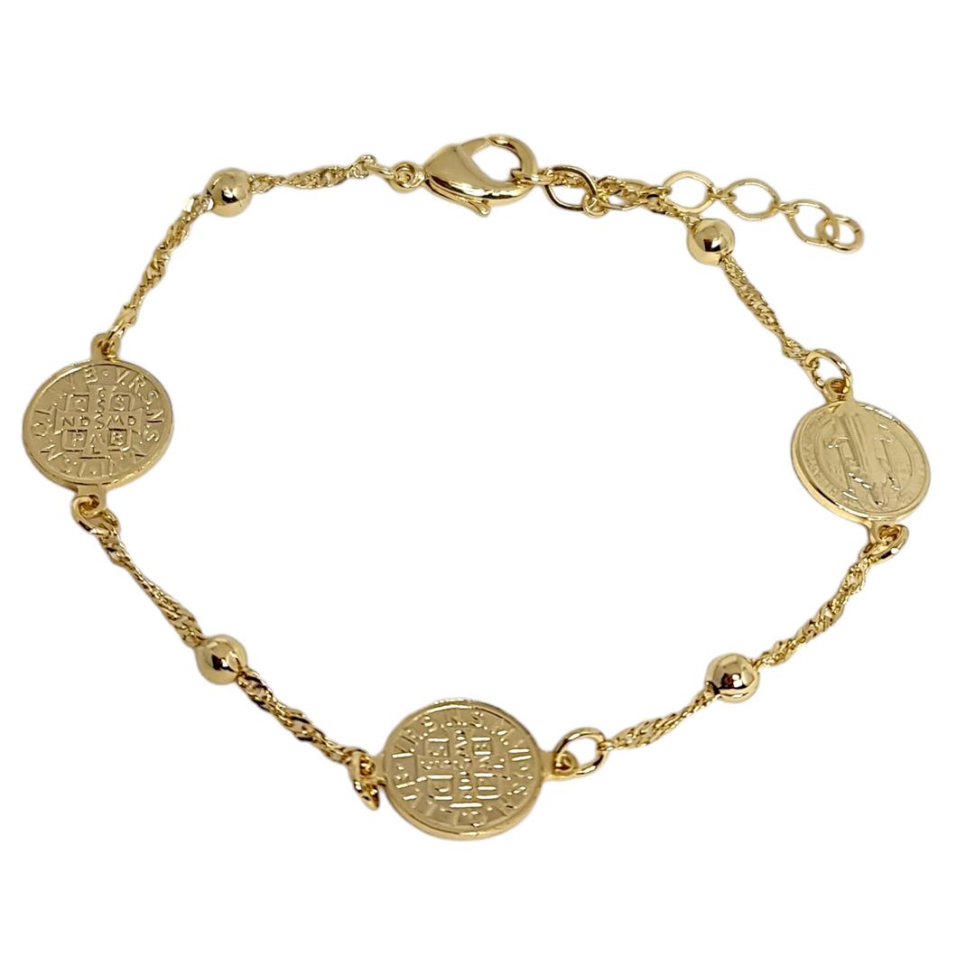 PULSERA SAN BENITO PELOTITAS ORO