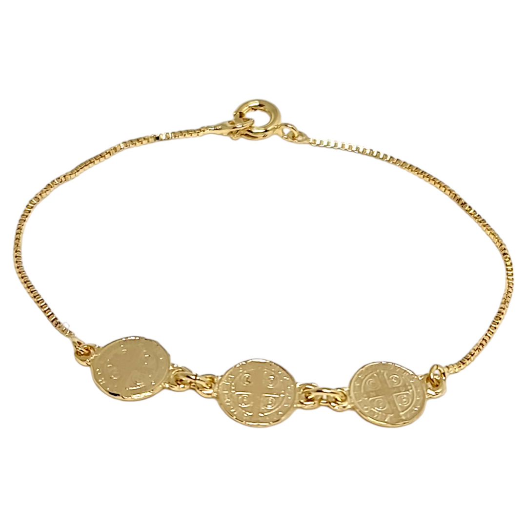 PULSERA SAN BENITO TRIPLE ORO