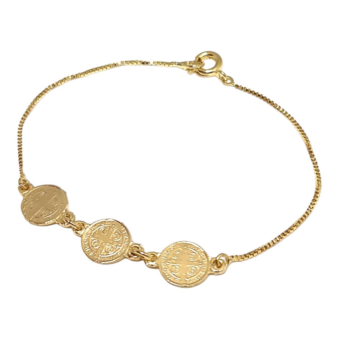 PULSERA SAN BENITO TRIPLE ORO