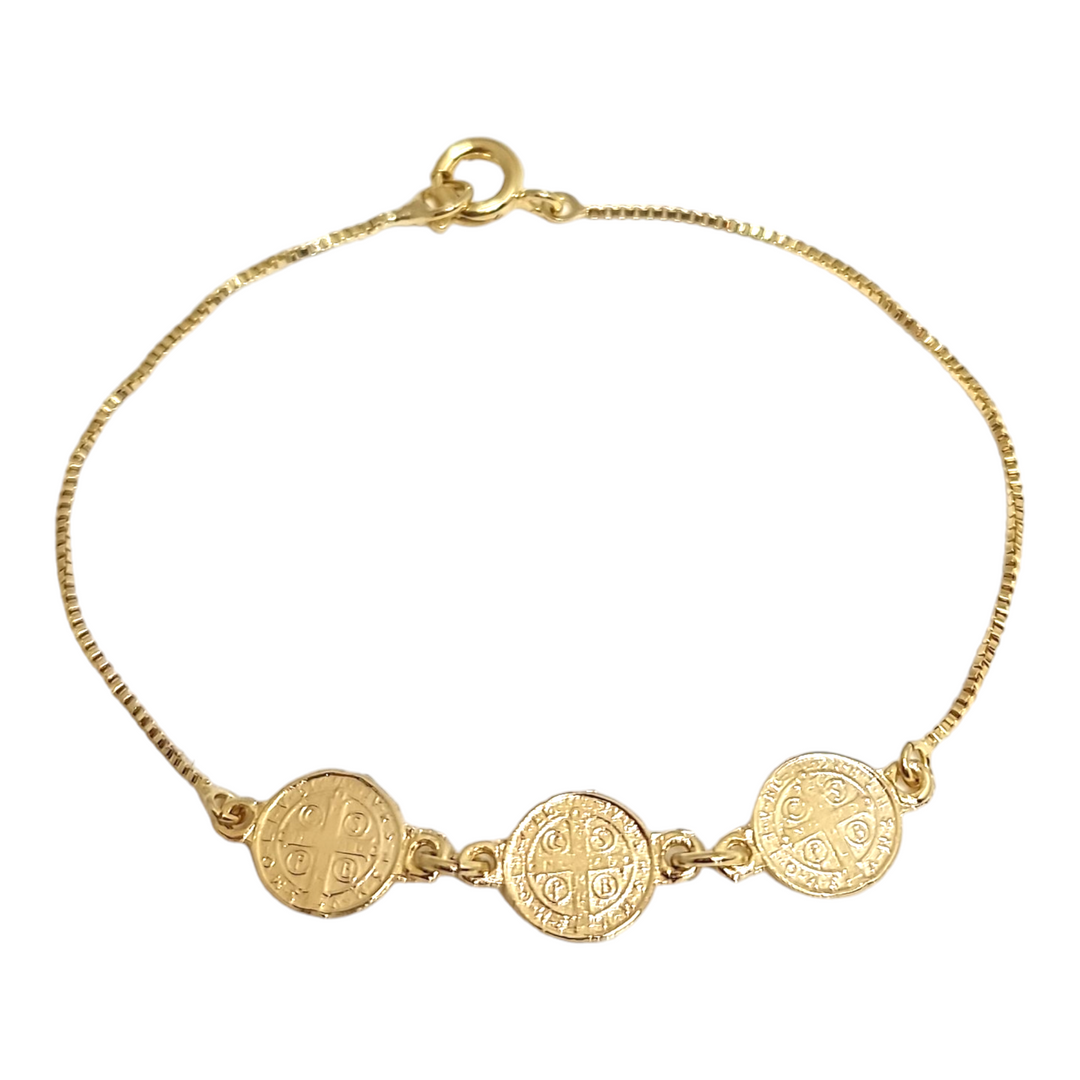 PULSERA SAN BENITO TRIPLE ORO