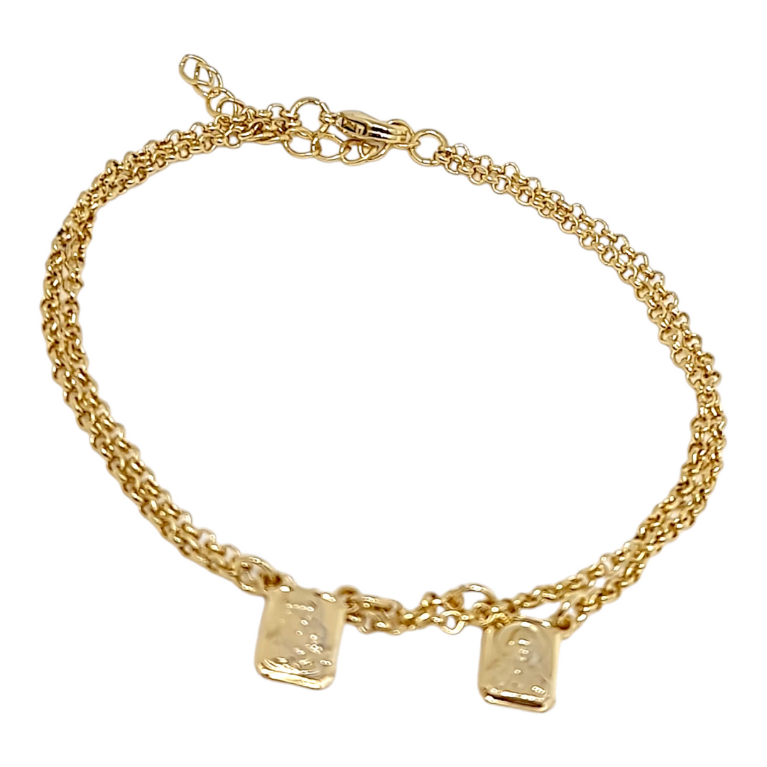 PULSERA ESCAPULARIO DOBLE CADENA ORO