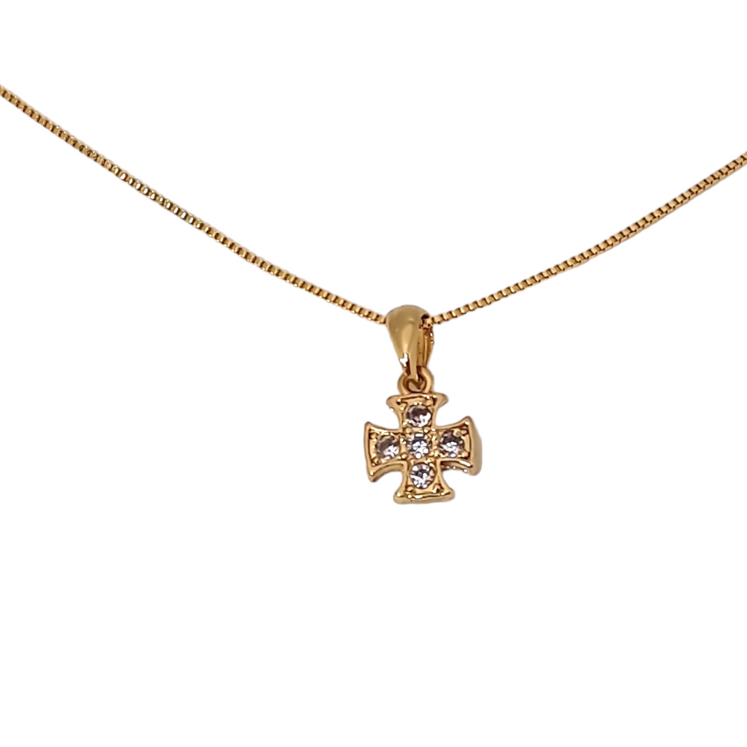 Collar Cruz Cuadrada oro 18k - collar religioso cruz hipoalergénico