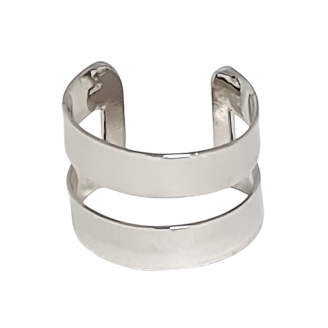 Anillo Doble Ajustable Liso Platino