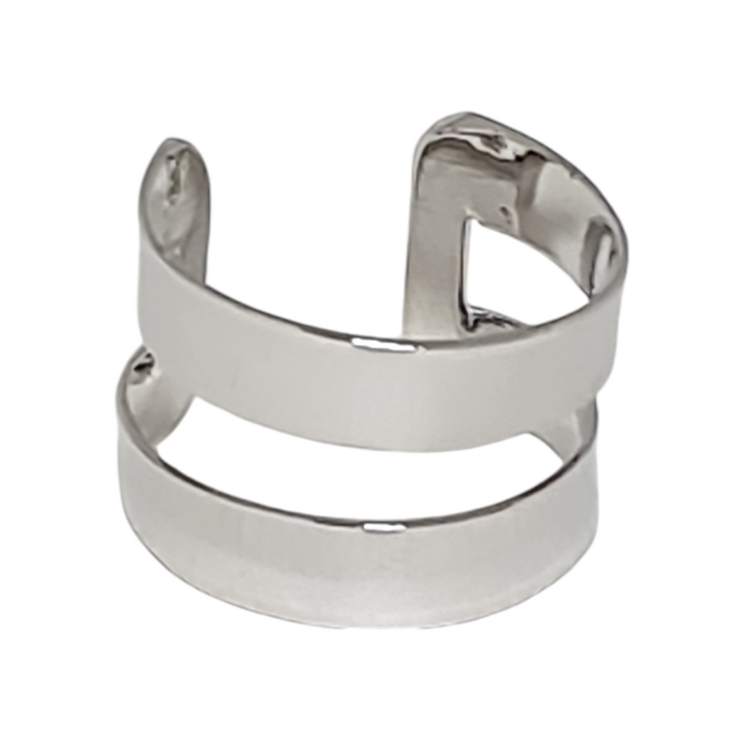 Anillo Doble Ajustable Liso Platino