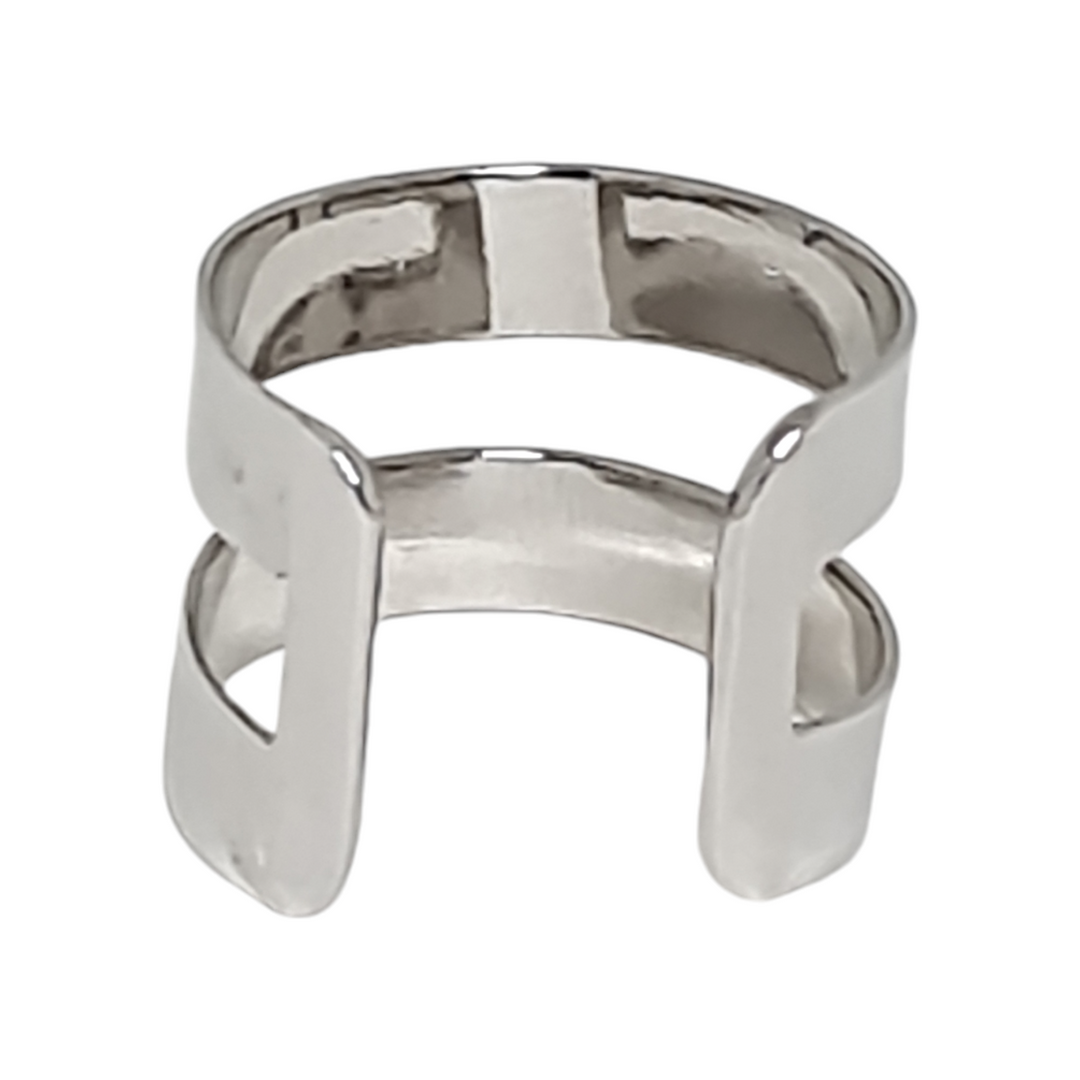 Anillo Doble Ajustable Liso Platino