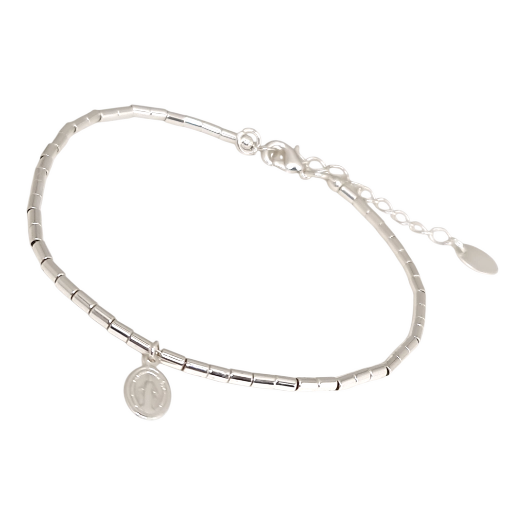 Pulsera Mostacillas Virgen de los Rayos Plata