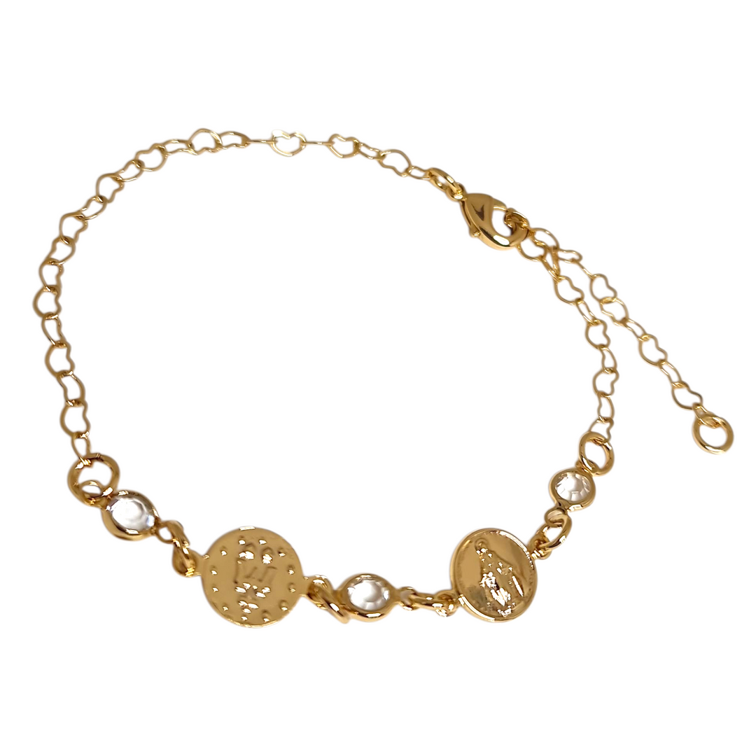 Pulsera Virgen de los Rayos 2 medallas Oro