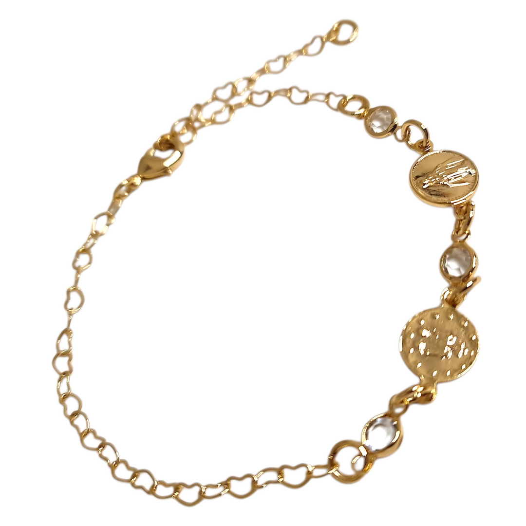 Pulsera Virgen de los Rayos 2 medallas Oro