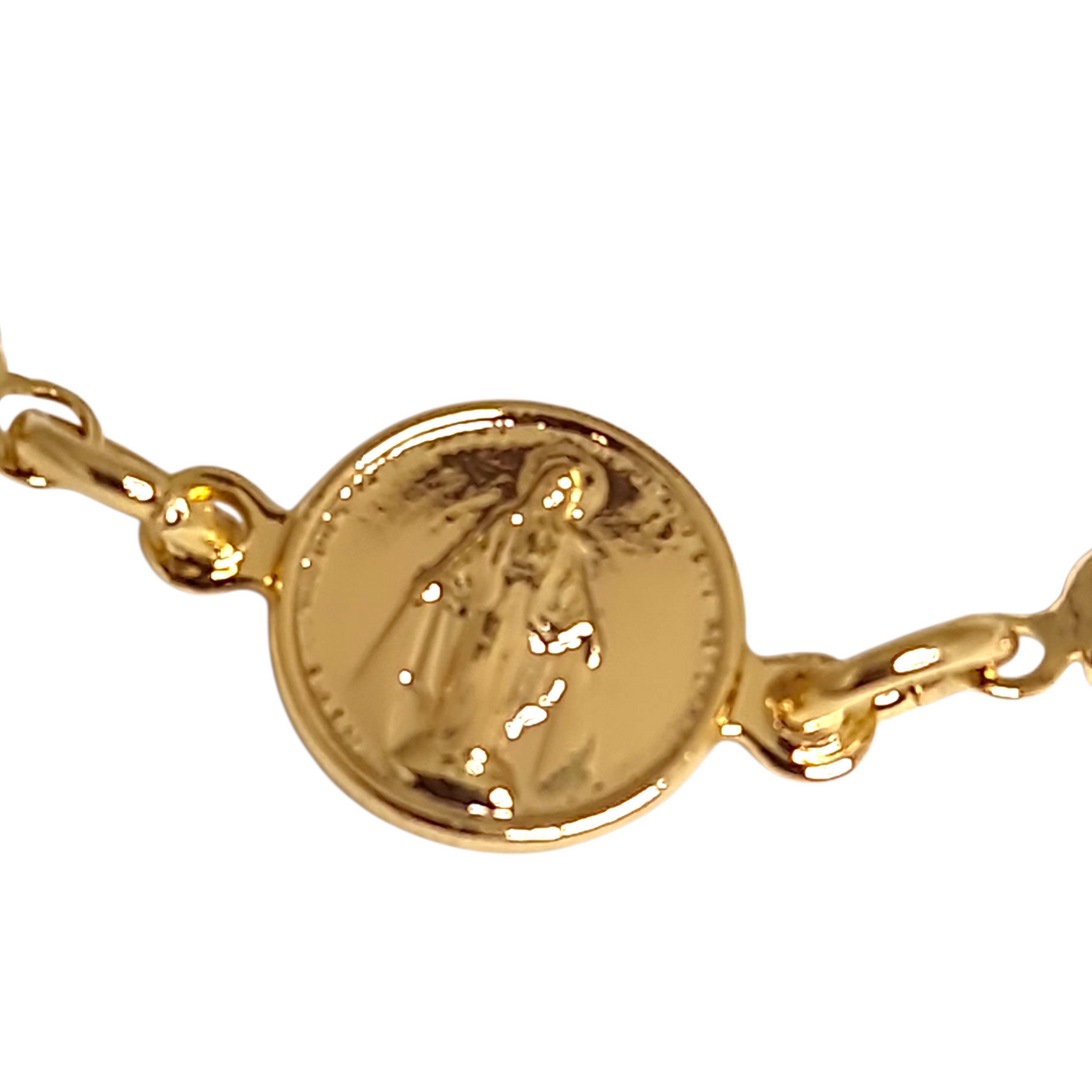 Pulsera Virgen de los Rayos 2 medallas Oro