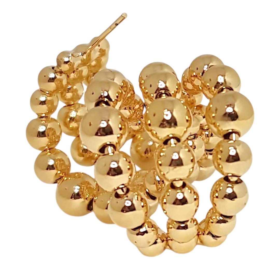 Argolla Triple Pelotitas Oro
