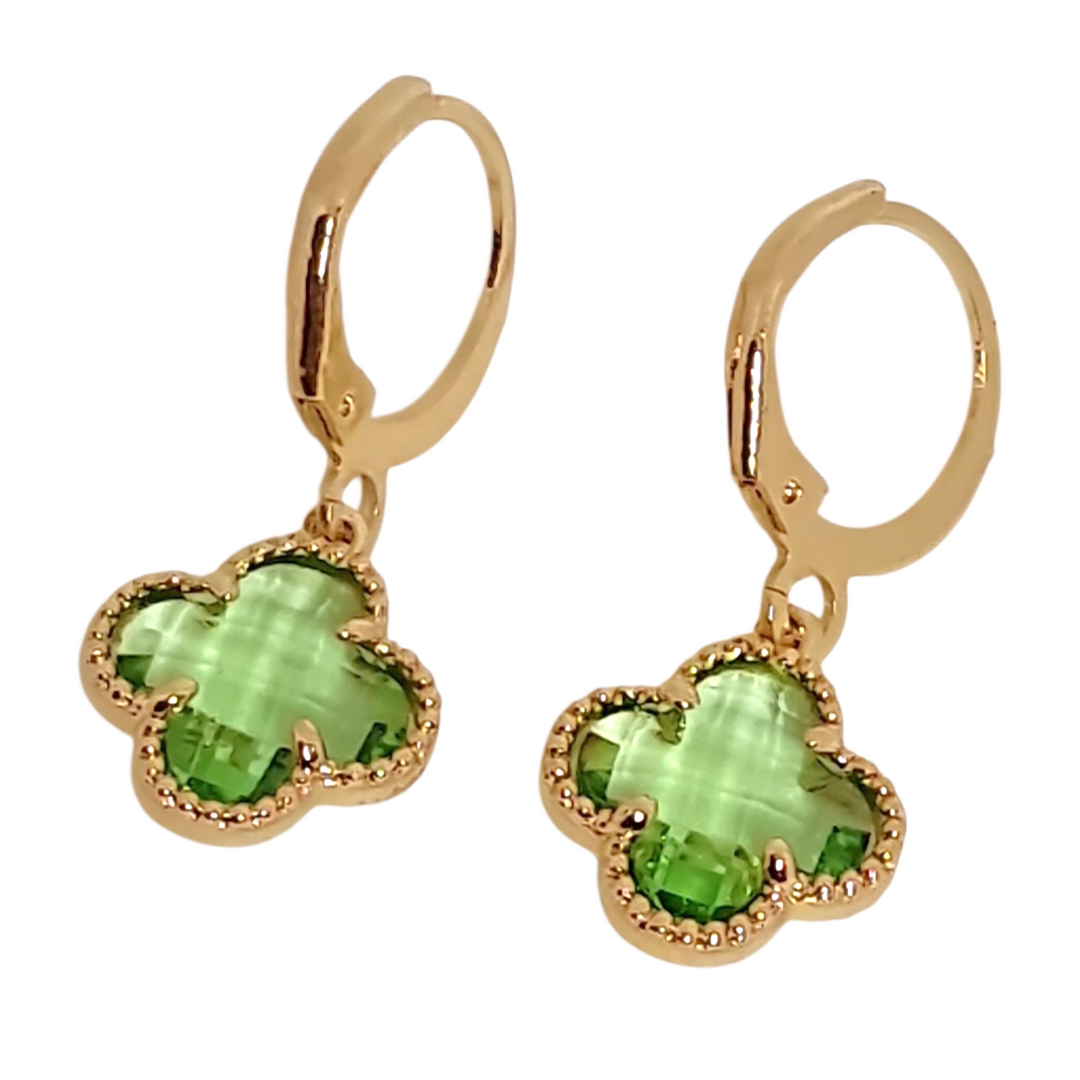Aros Trébol Pistacho Oro
