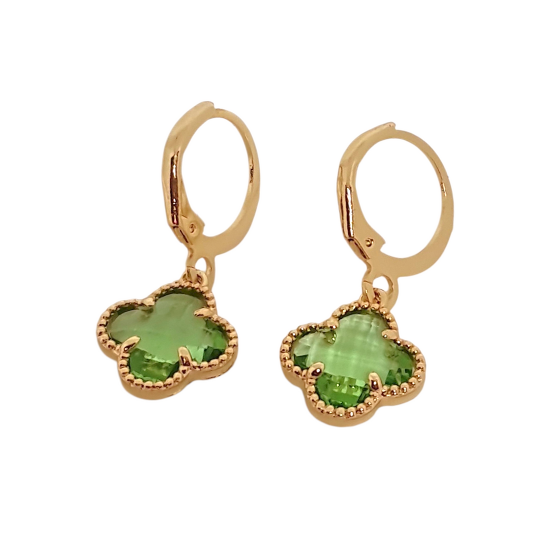 Aros Trébol Pistacho Oro