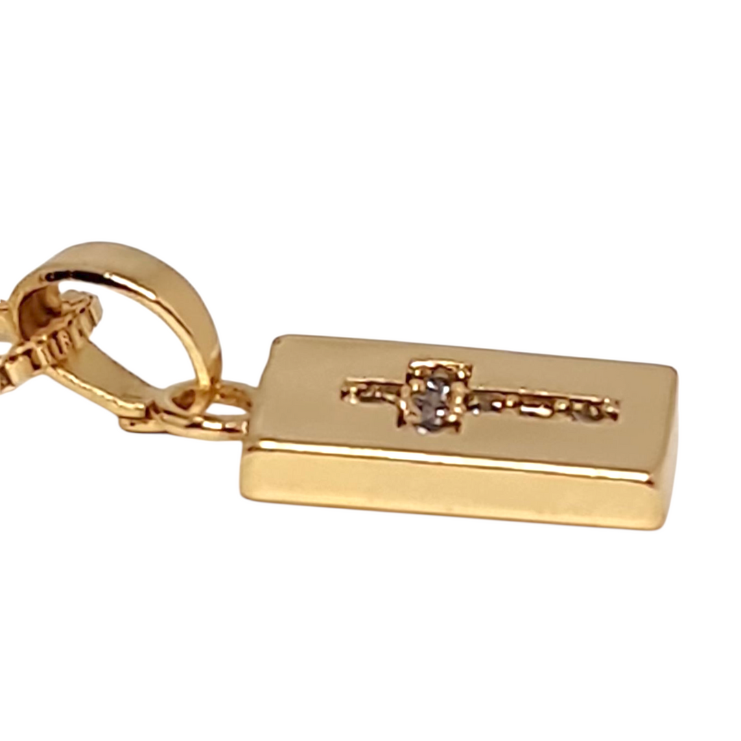 Collar Cruz Placa Circones Oro