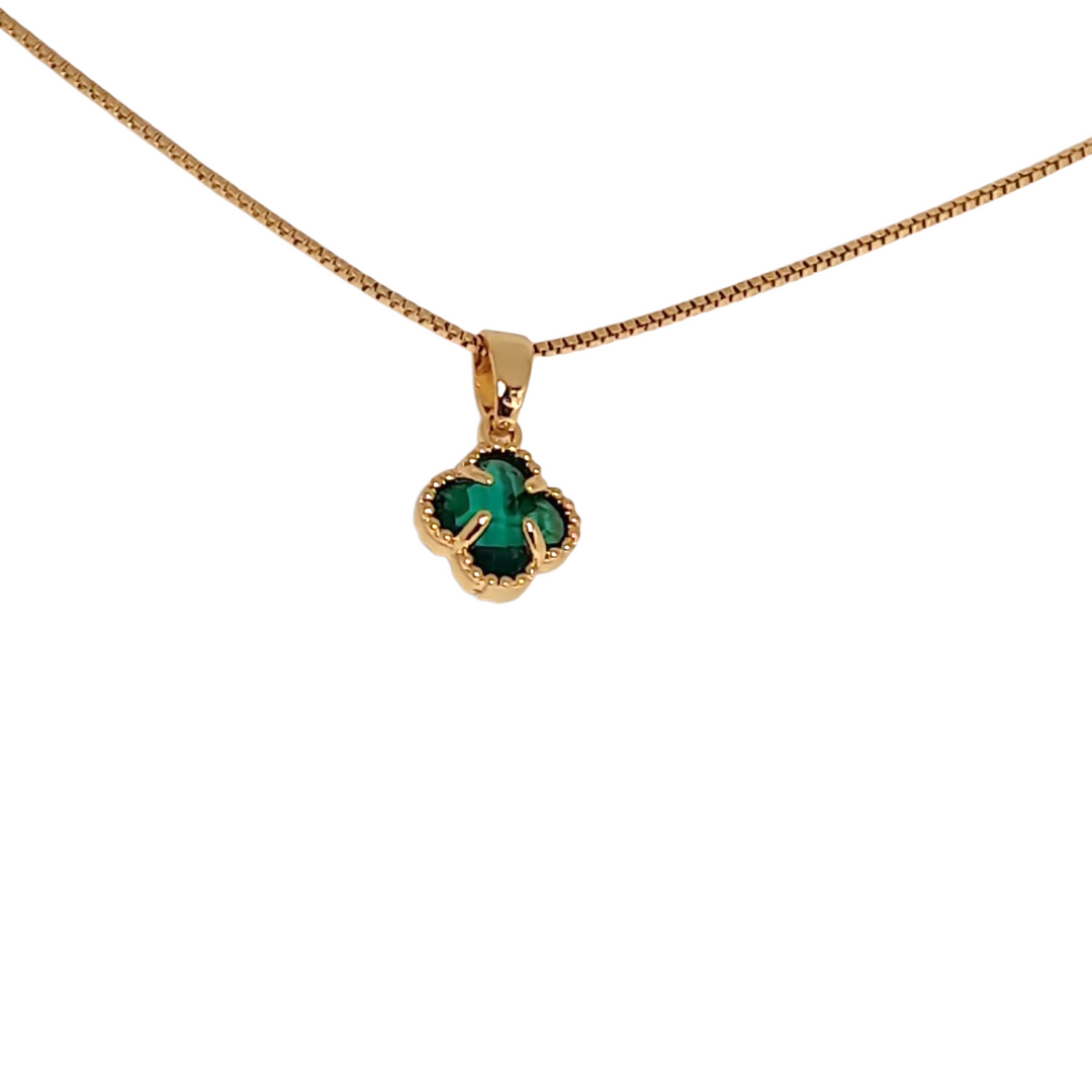 Collar Trébol Esmeralda Oro