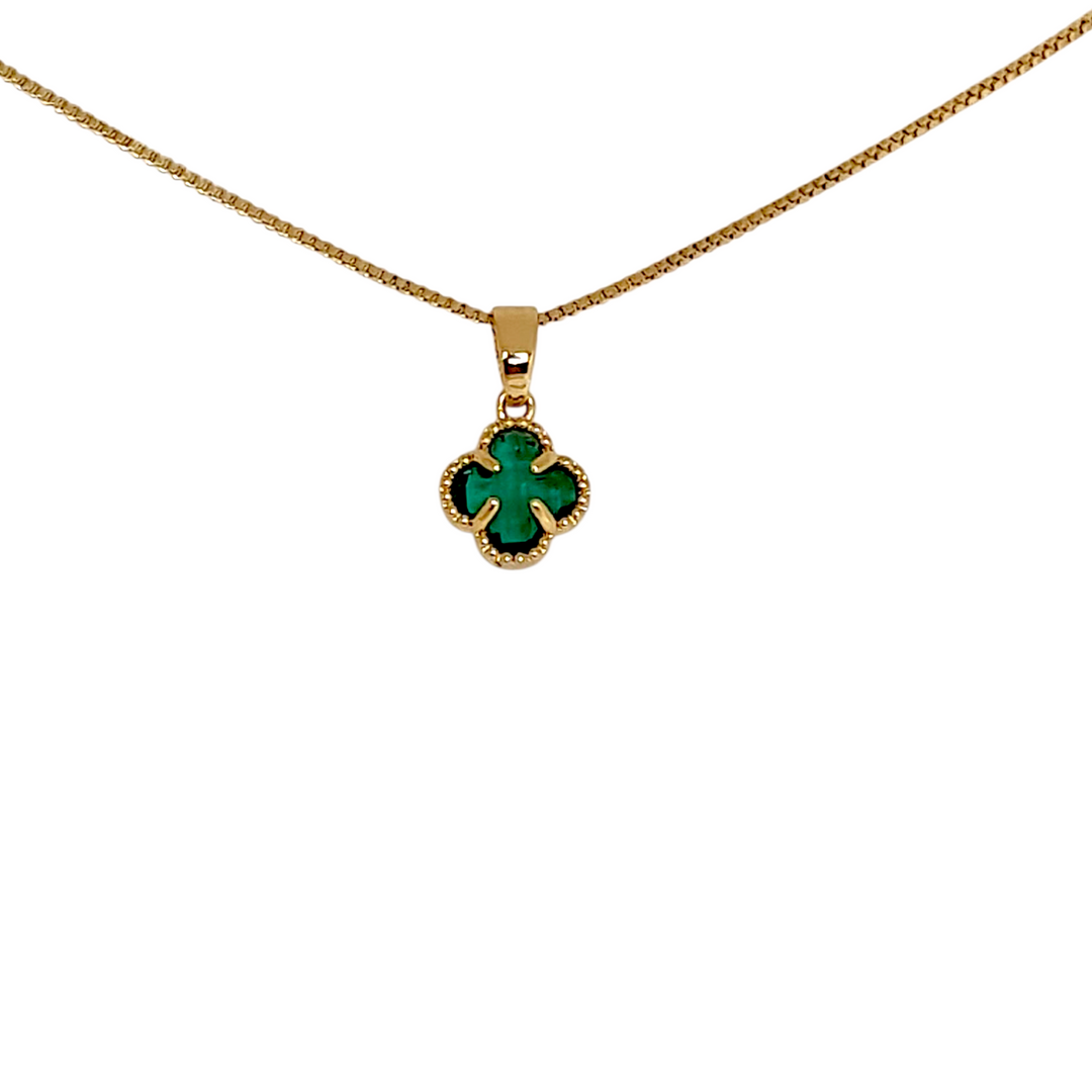 Collar Trébol Esmeralda Oro