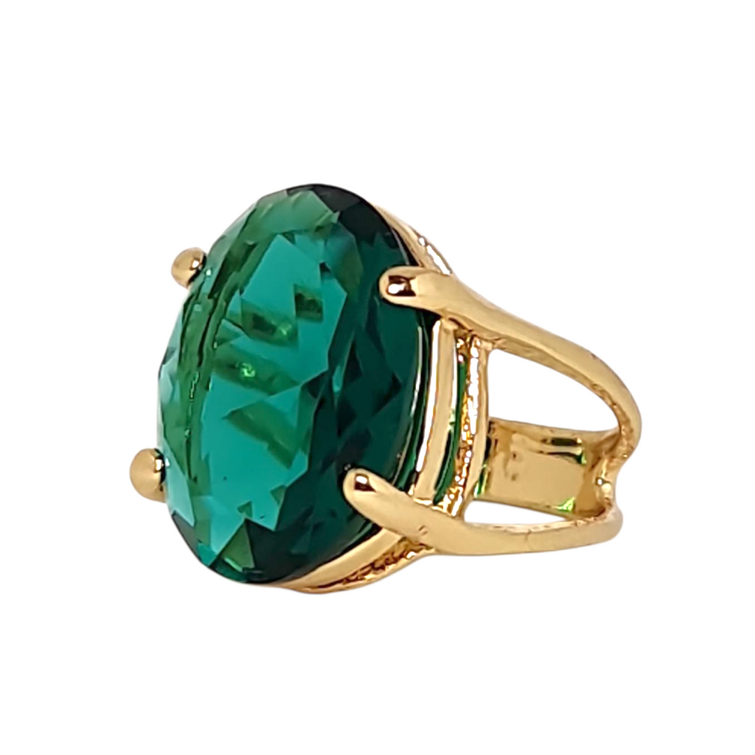 Anillo Mónica Esmeralda Oro
