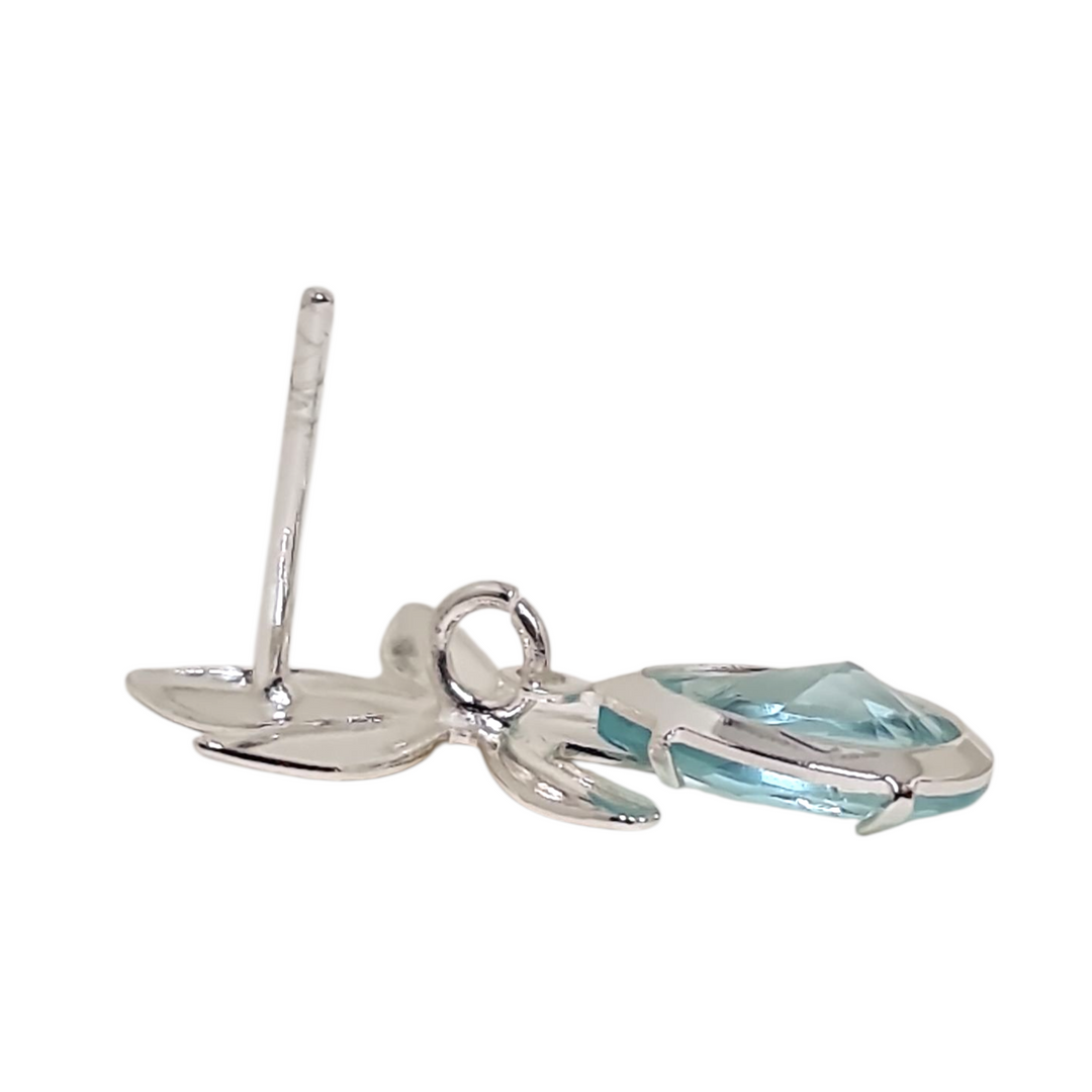 Aros Flor Aguamarina Plata