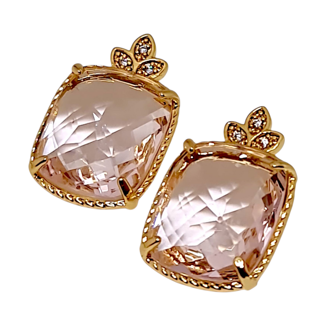 Detalle piedra aguamarina aros Ana oro - joya elegante