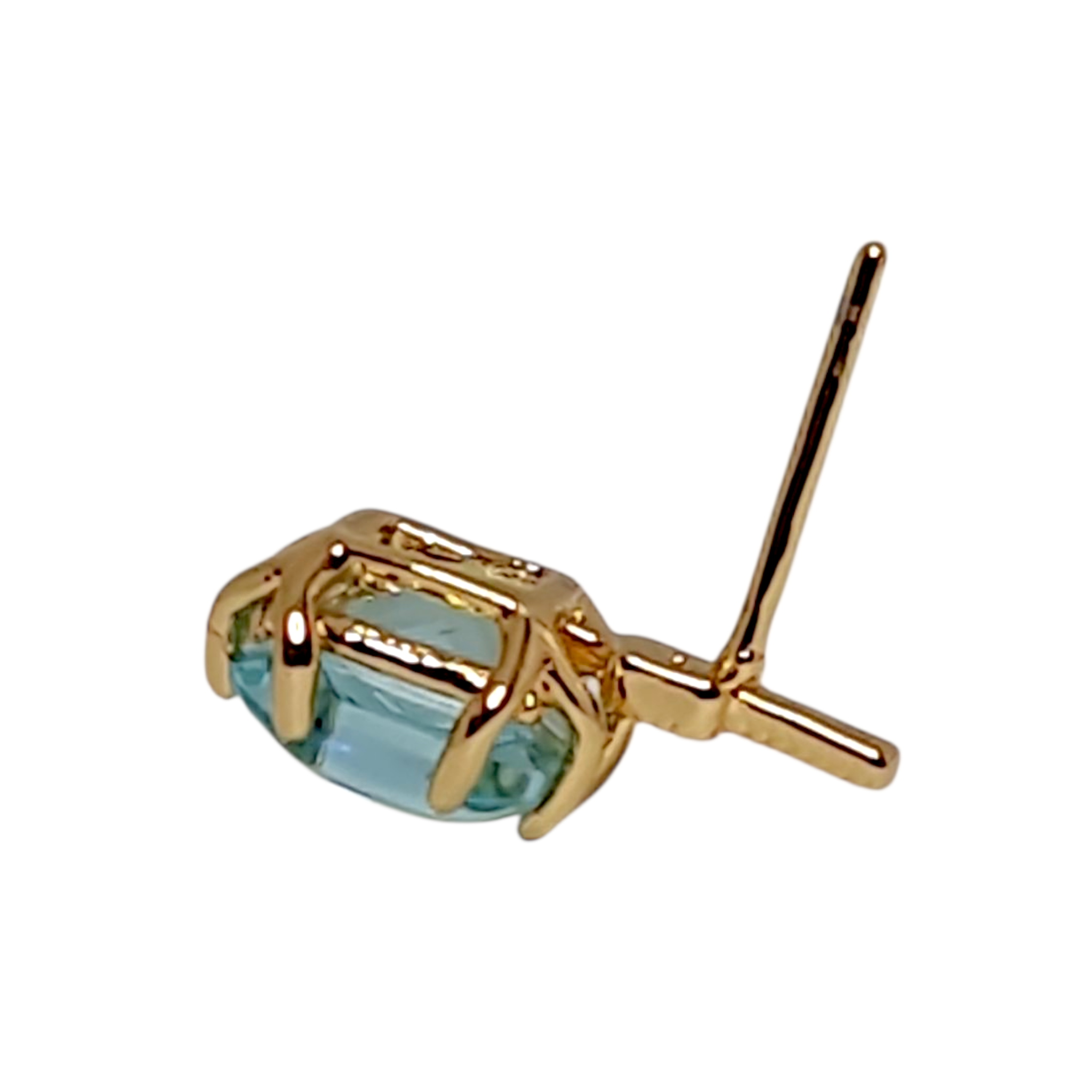 Detalle piedra aguamarina aros Paula oro - joya elegante