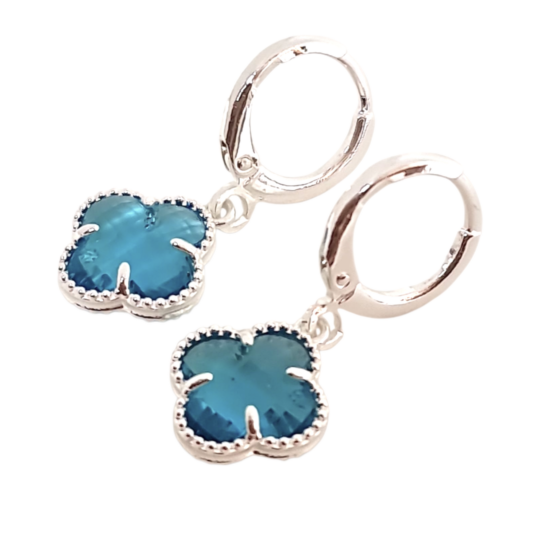 Aros Trébol Blue Plata