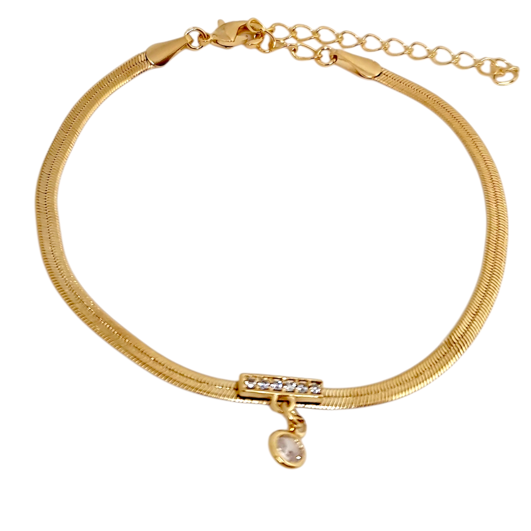 "Pulsera Punto de Luz Cinta Oro 18k - Vista completa del diseño"