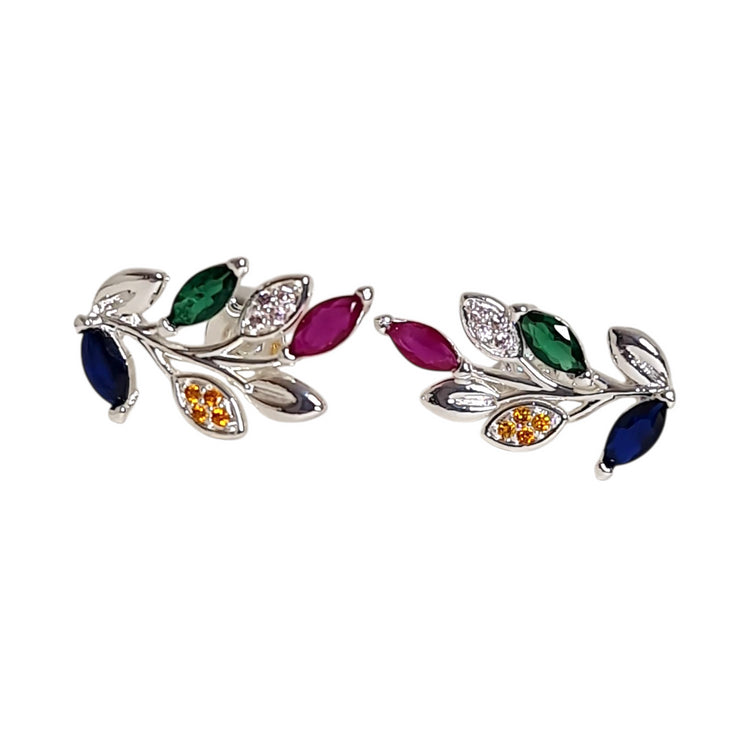 "Aros Hojas Gracia Plata 925 - Vista lateral del diseño"