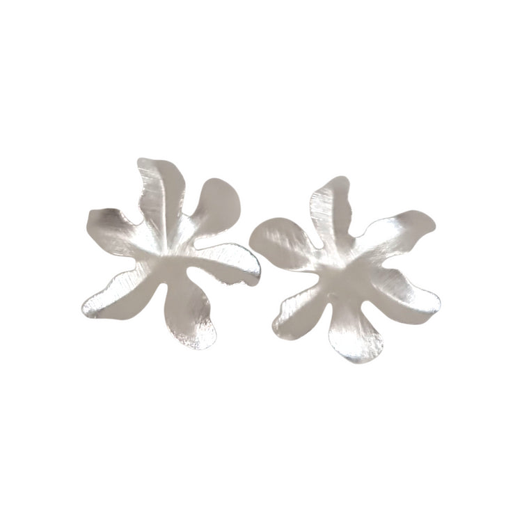 "Aros Flor Constanza Plata 925 - Vista completa del diseño"