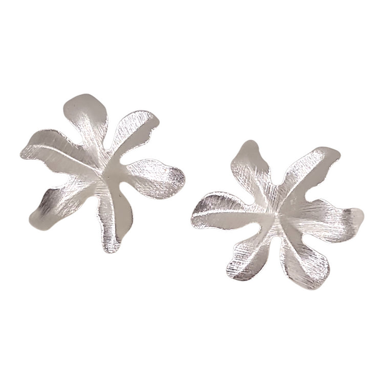 "Aros Flor Constanza Plata 925 - Vista lateral"