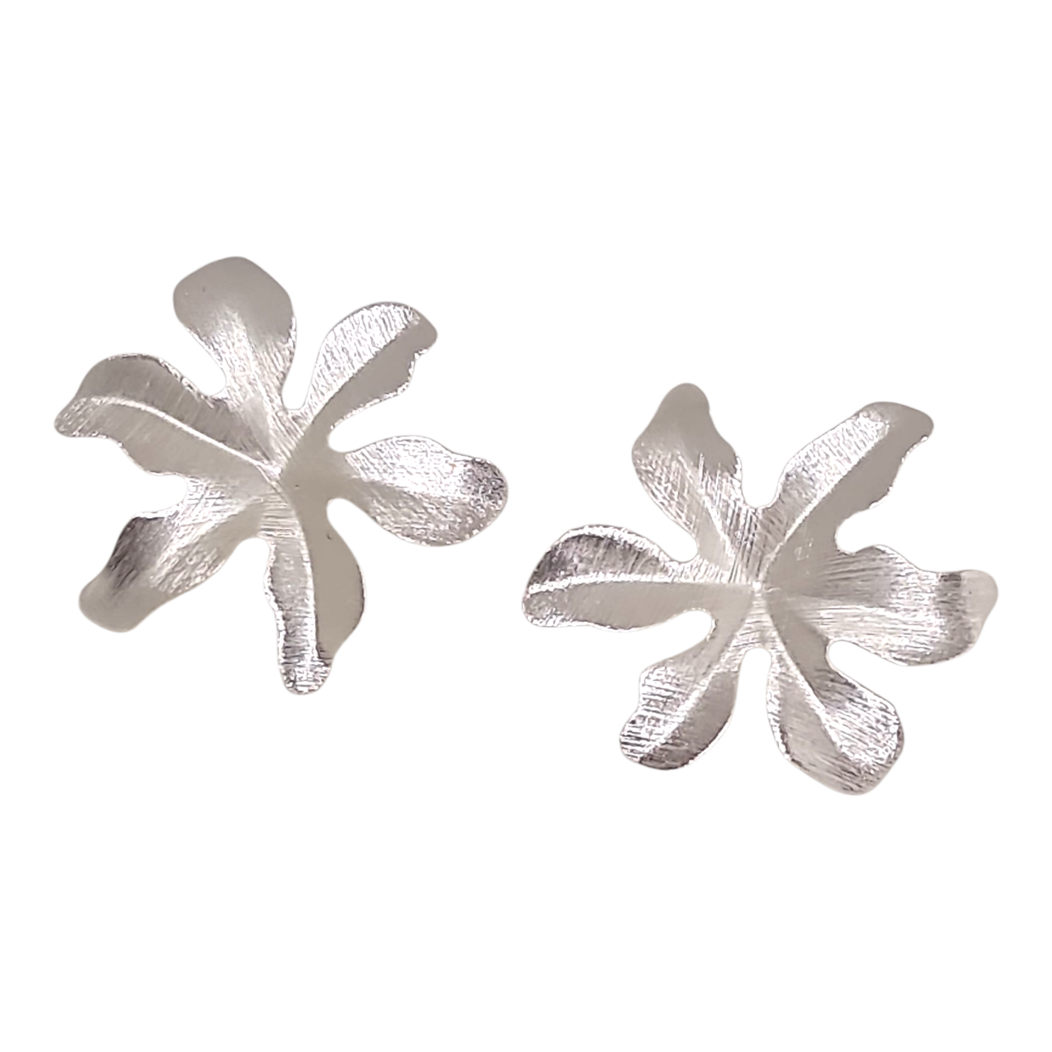 "Aros Flor Constanza Plata 925 - Vista lateral"