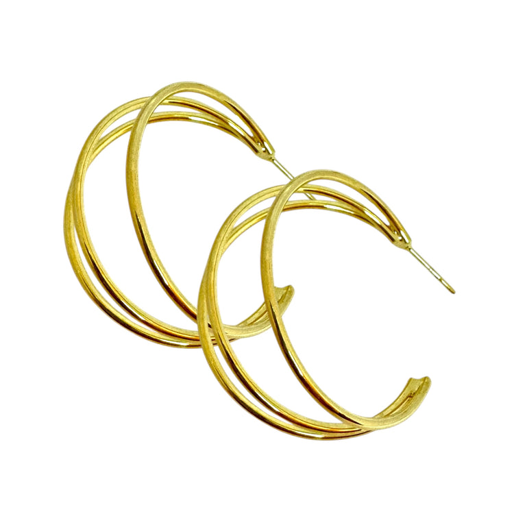 Argollas Triple Macarena oro 18k - argollas triples hipoalergénicas