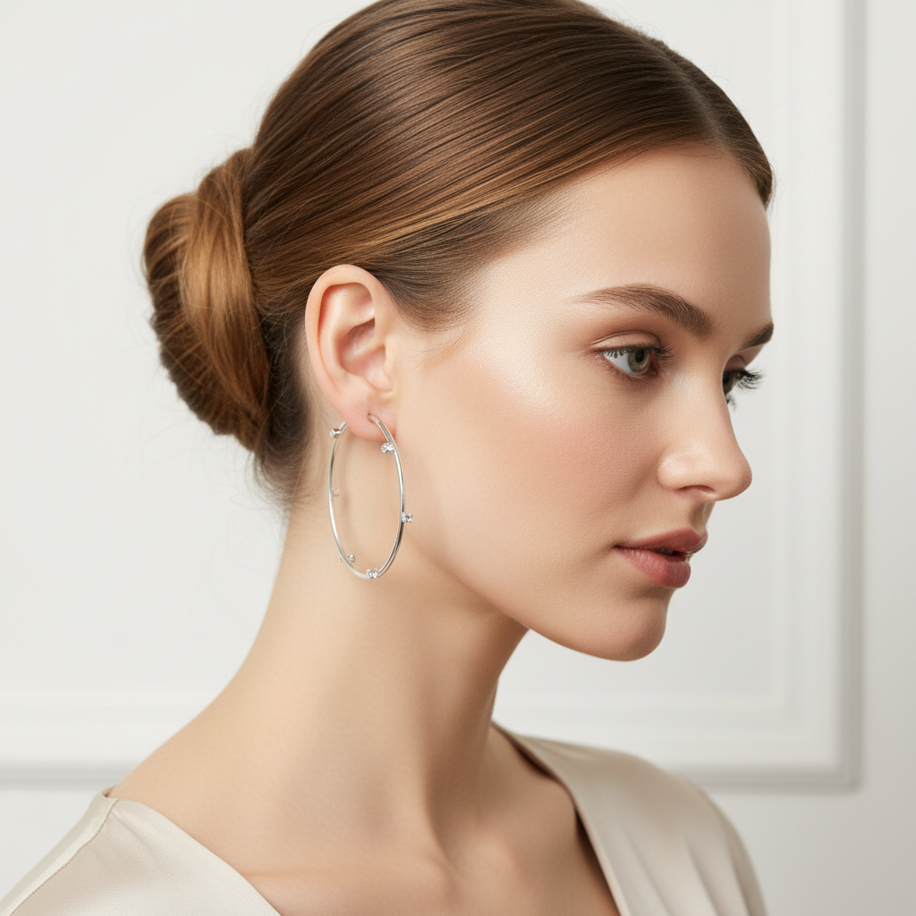 Argollas en modelo piel clara
