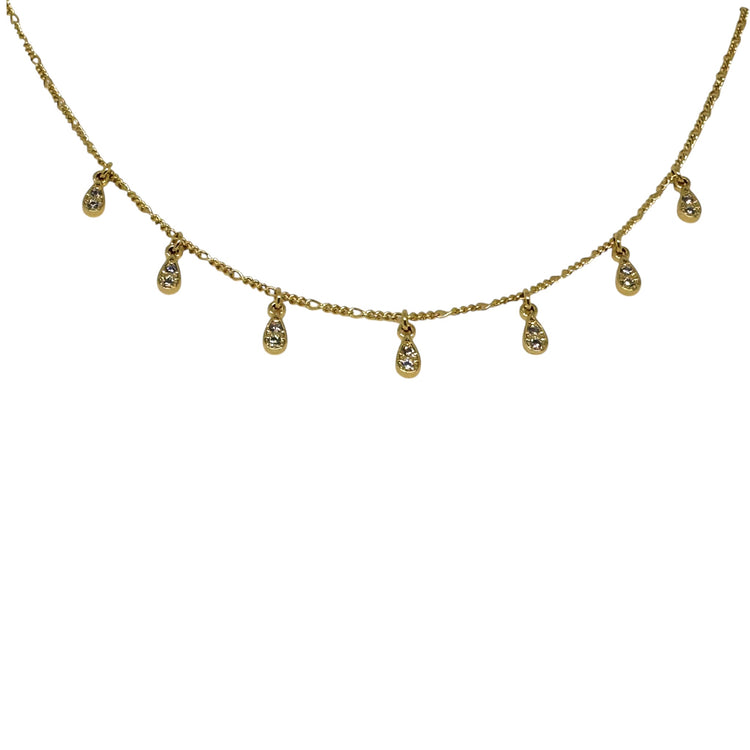 Collar fino con colgantes de gotas con circones que portan elegancia y sofisticación.