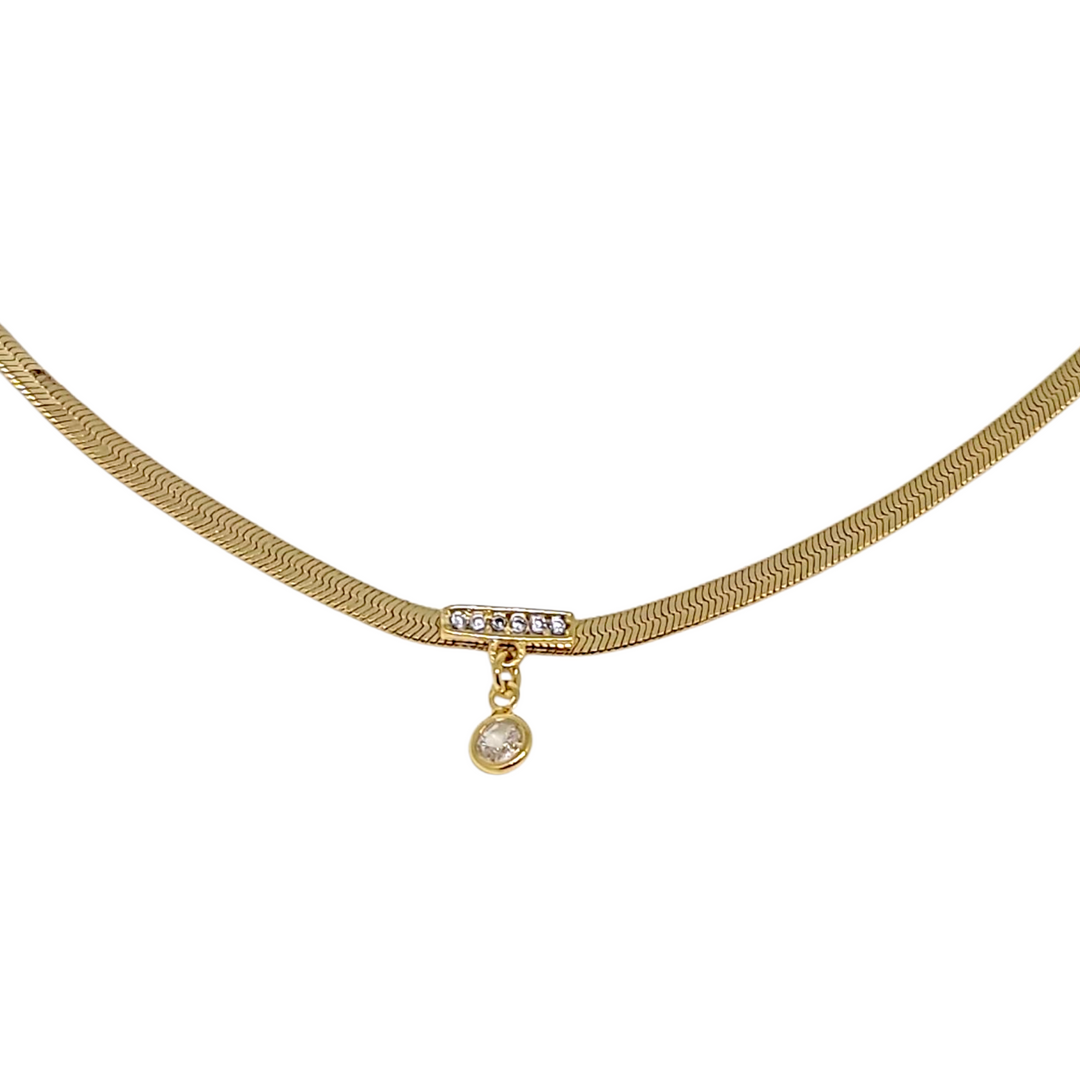 Collar Cinta Punto de Luz Oro