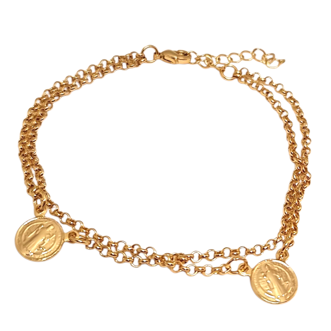 Pulsera San Benito Doble Oro