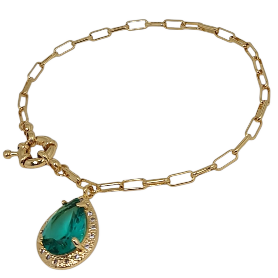Pulsera Angélica Esmeralda Oro