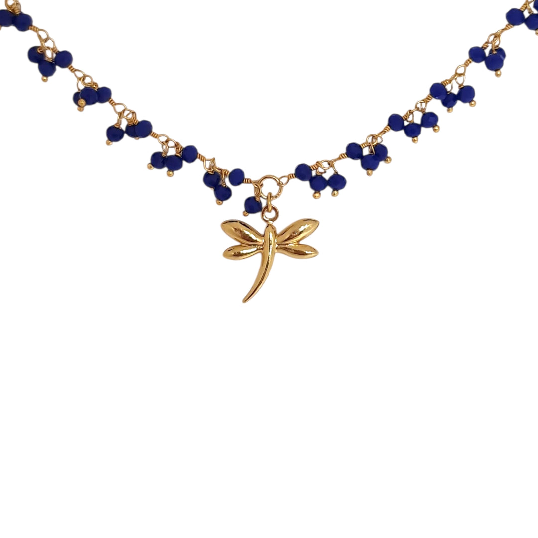Collar Libélula Blue Oro