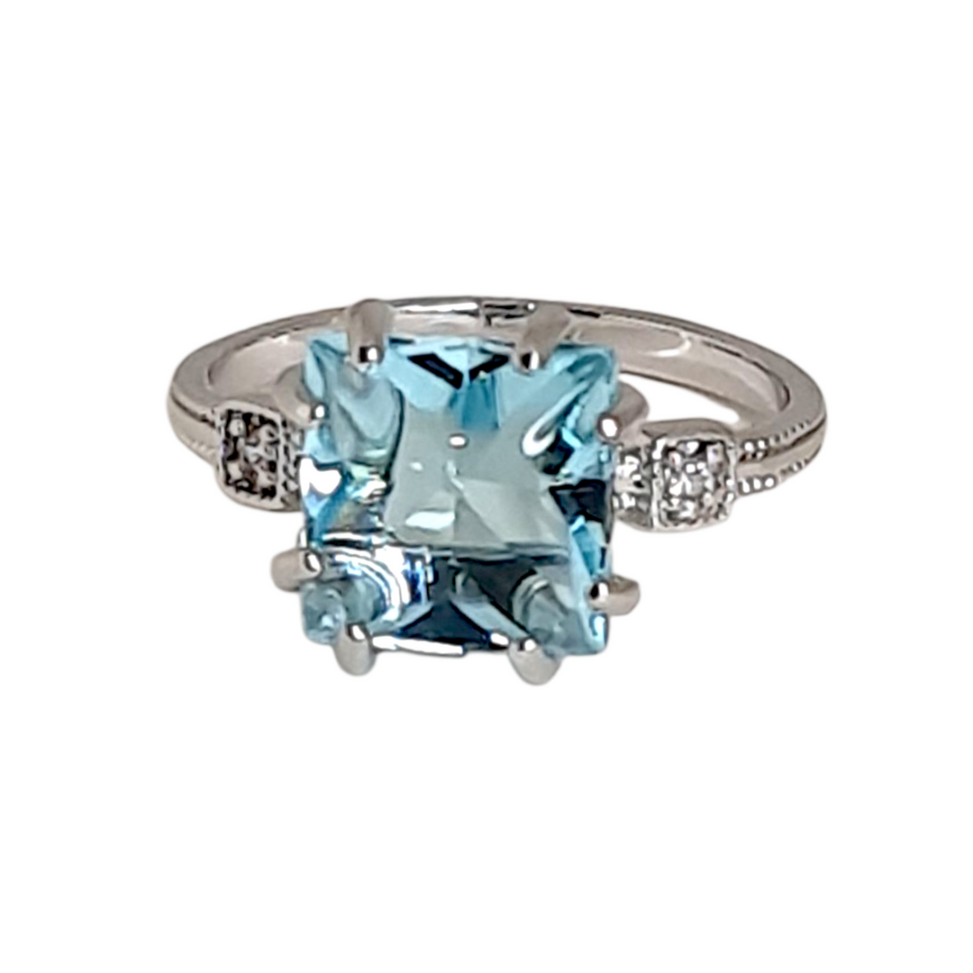 Anillo Paula Aguamarina Platino